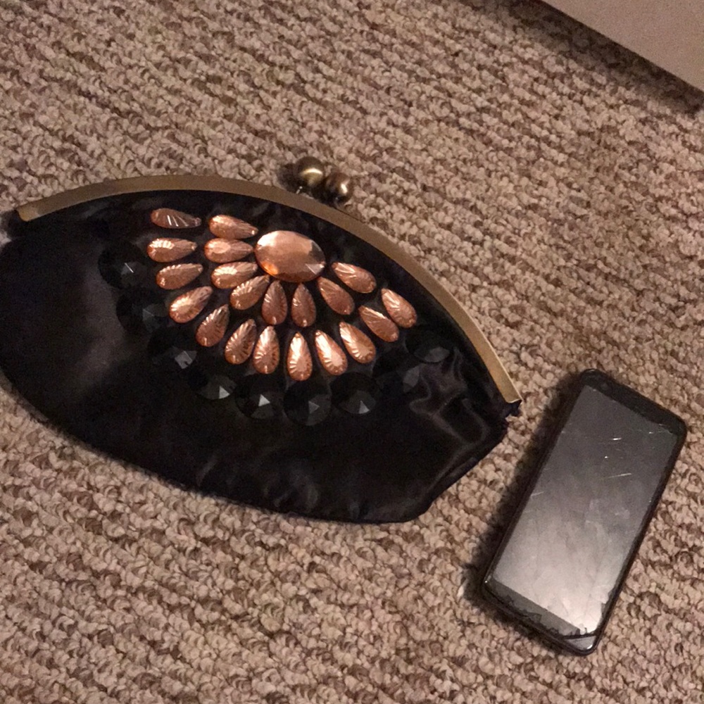 Black beaded bag never used